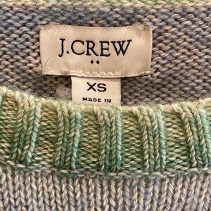 J Crew (2023) Cotton Crew Neck L/S Ombré Stripe Cream Green Blue CreamSweater XS